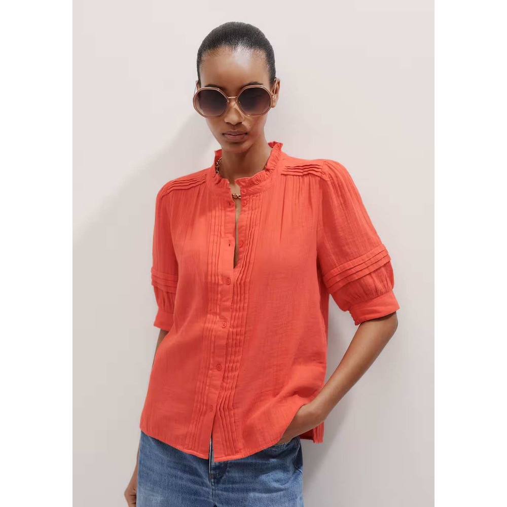 ME+EM Summer Blouse Cotton Cheesecloth Papaya Orange‎ size 14